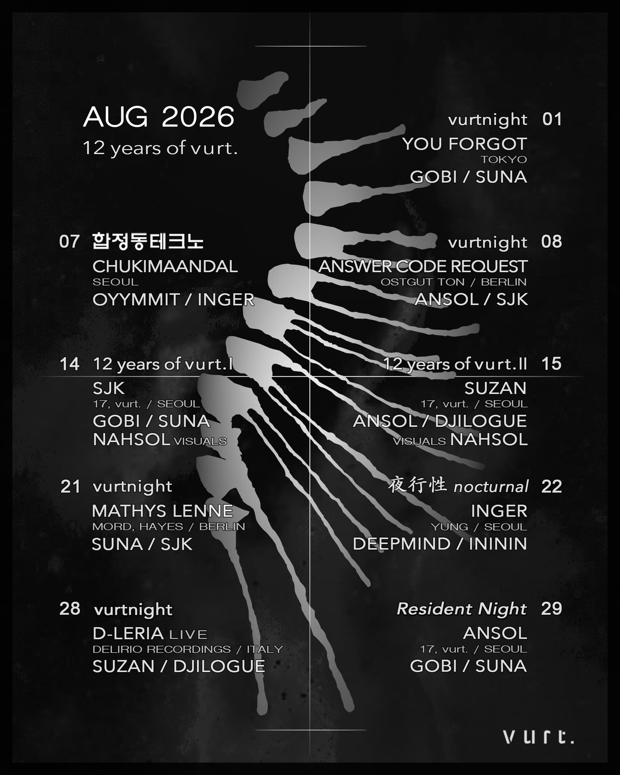 Vurt Schedule August 2026